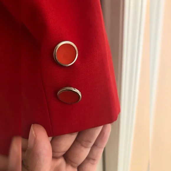 Vintage Red Blazer with Pockets - Picture 6 of 8